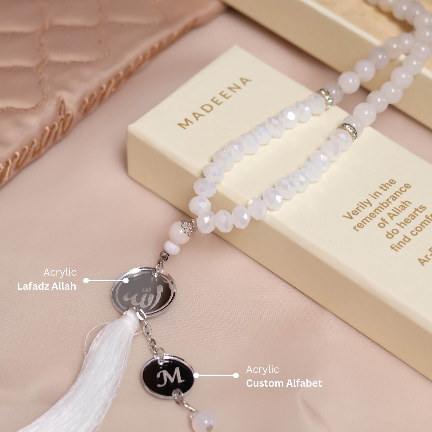 Madeena - Tasbih Mutiara 99 Butir (Bisa Custom Inisial)