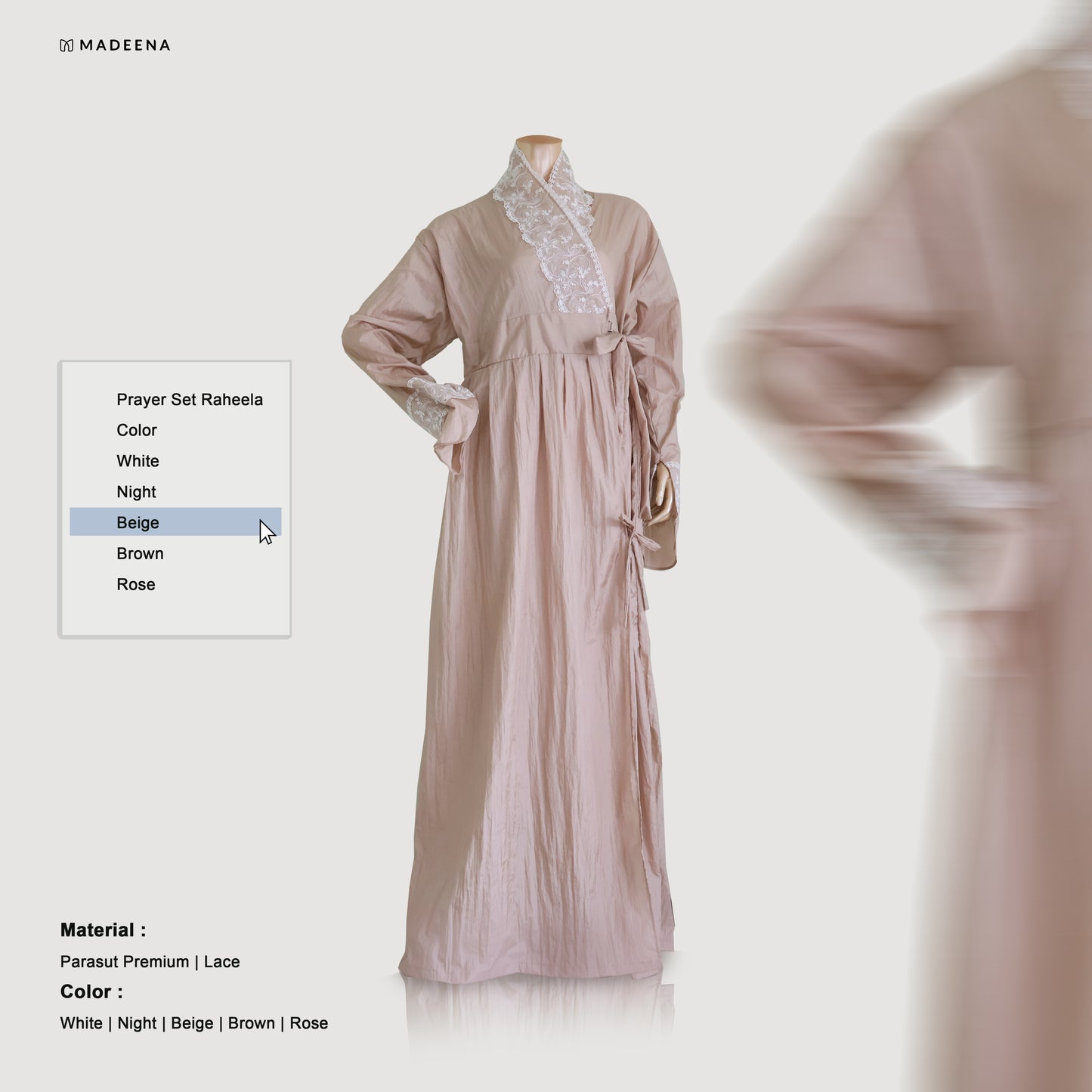 Madeena - Mukena Travel Terusan Abaya Raheela