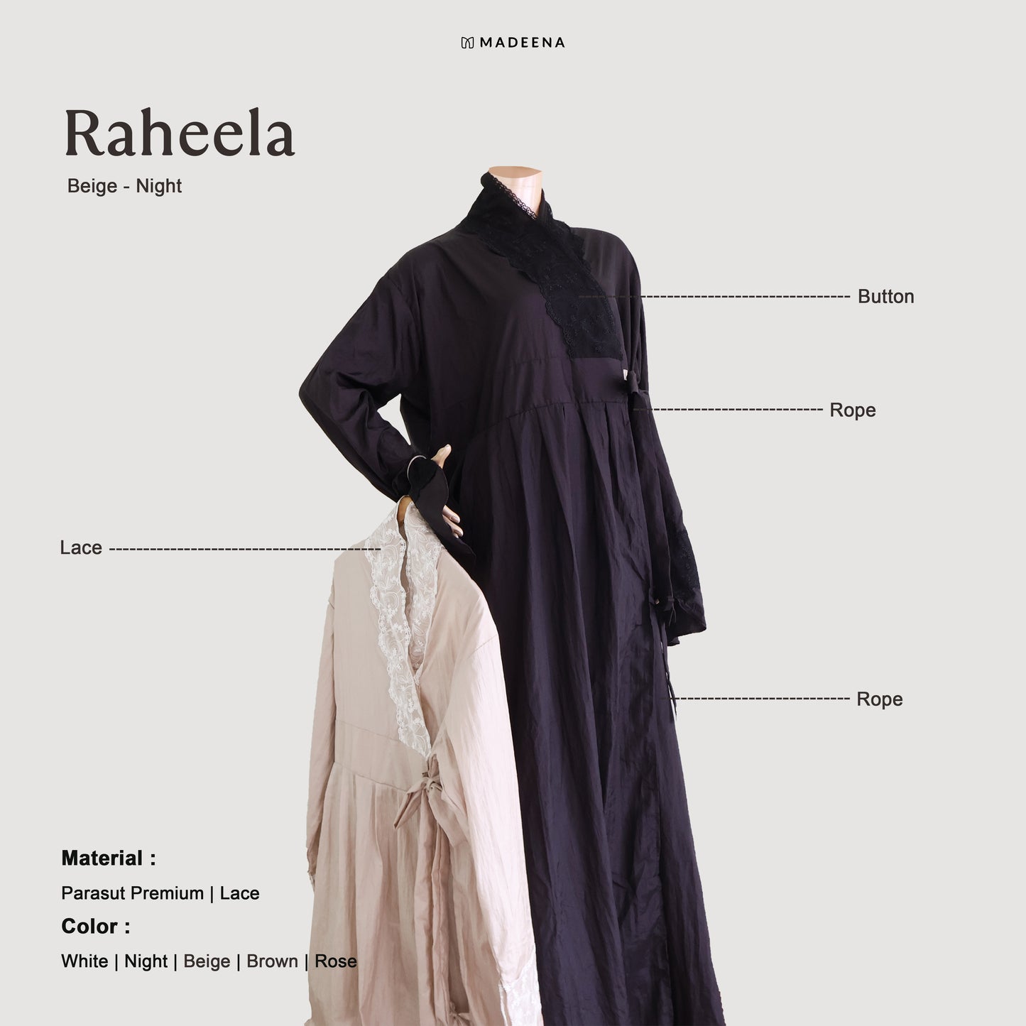 Madeena - Mukena Travel Terusan Abaya Raheela